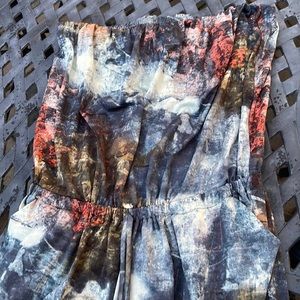 ARIELLA Strapless Jumpsuit Abstract Print Ruched Legs